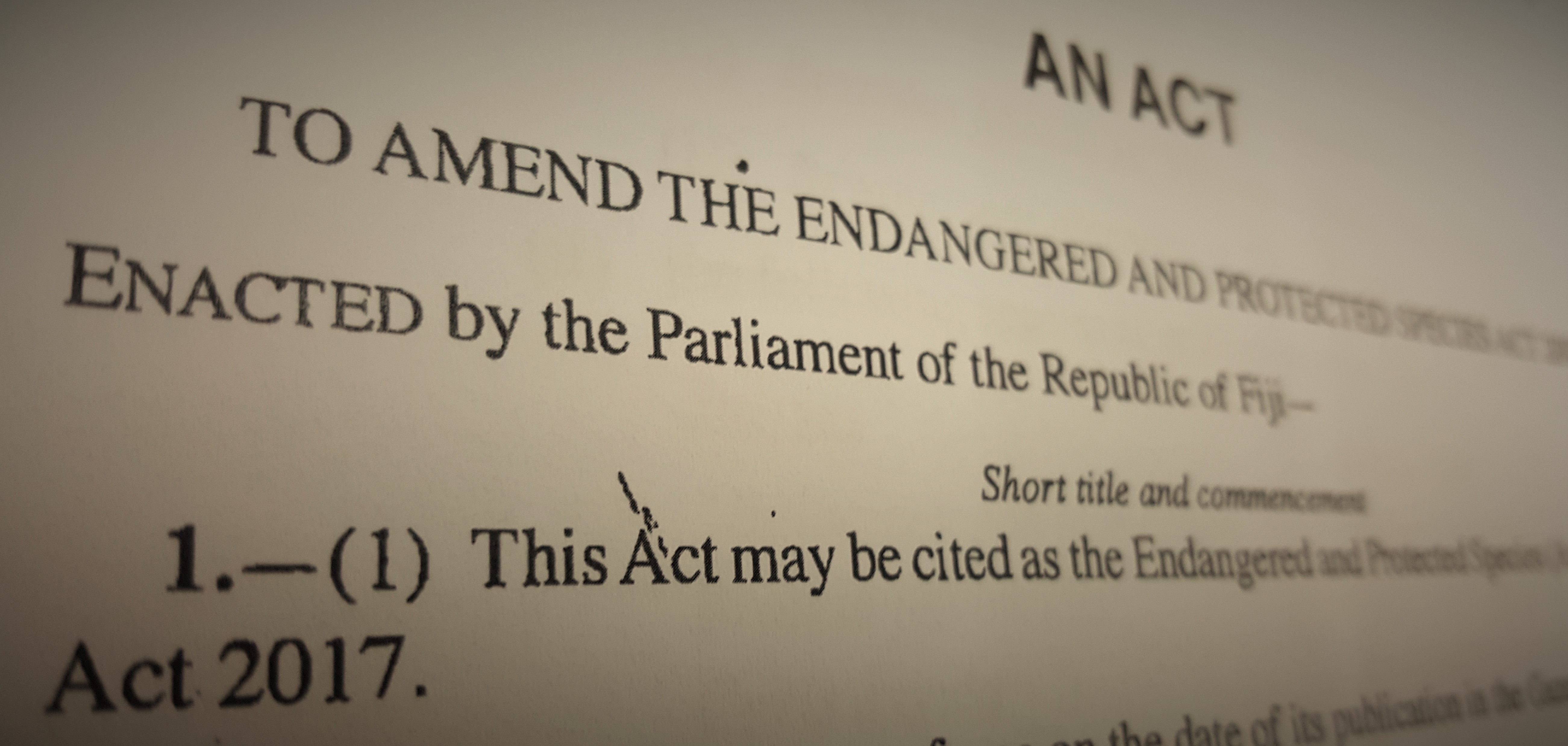 Fiji's Endangered and Protected Species Act 2002 has been amended